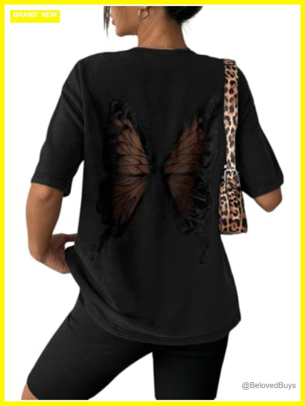Oversized Butterfly Graphic Tee Gothic Grunge Loose Fit Half Sleeve T-Shirt